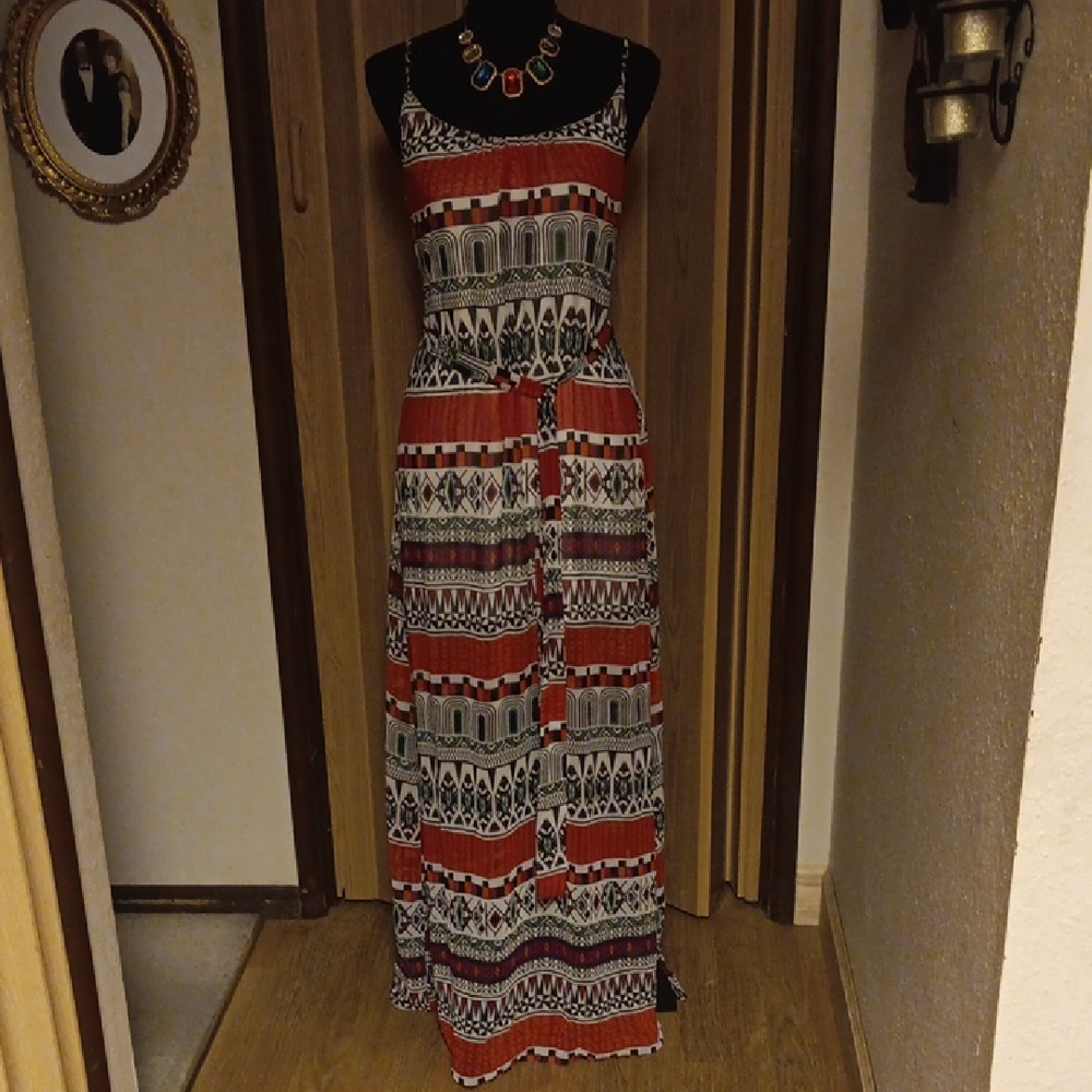 My Beloved Red and Black Patterned Maxi Dress